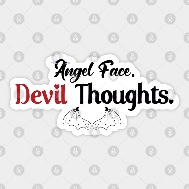 Angel Face Devil Thoughts Sticker by Haygoodies